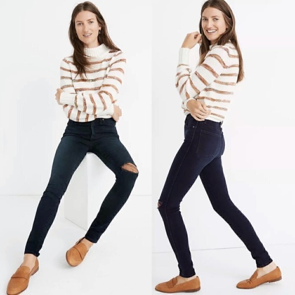 Madewell 10" High-Rise Skinny Jeans Knee-Rip Edition Size 27